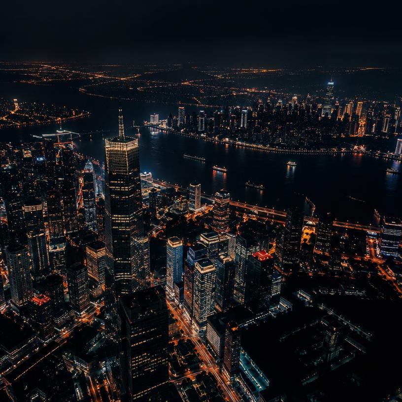 Night cityscape from above